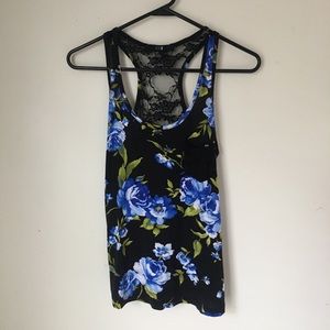 Floral Tank with Lace Back